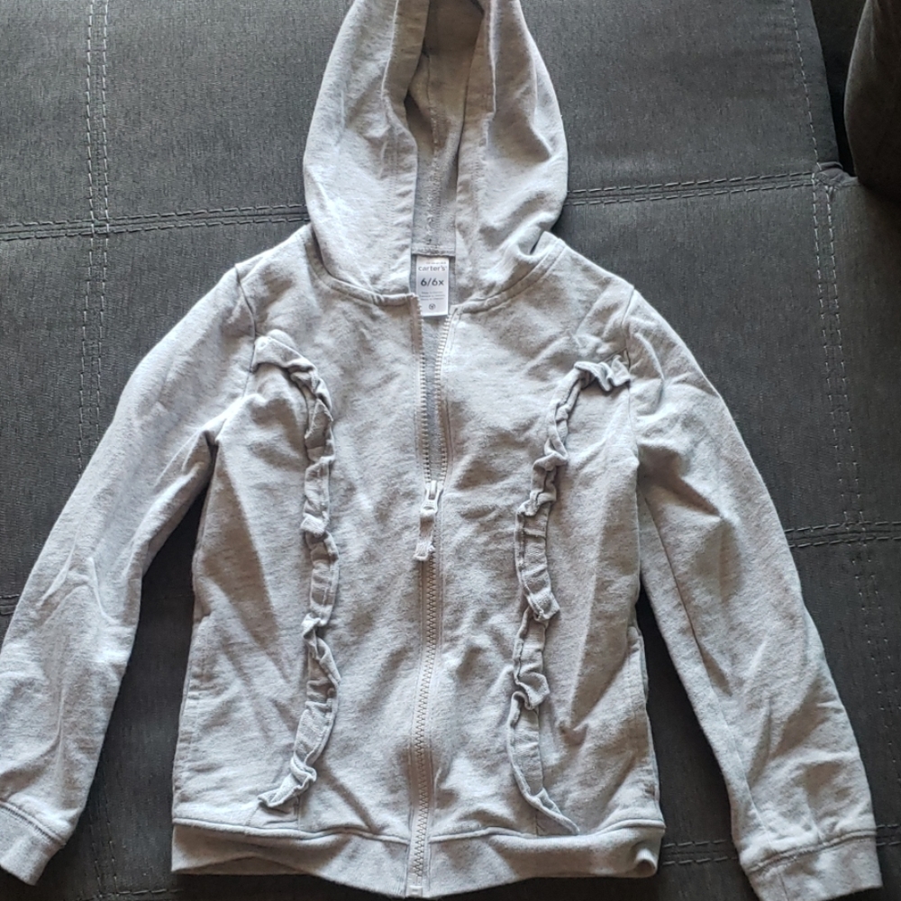 Girl's  Hooded Zip Up Sweater